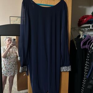 Onyx Nite Blue Sequin Embellished Sheath Dress